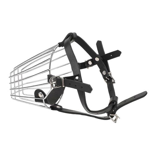 Museliere Pour Chien En Acier Inoxydable Avec Sangle En Cuir ¿ Respirante, Anti-Morsures, Reglable Pour Chiens De Taille Moyenne A Grande