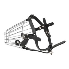 Museliere Pour Chien En Acier Inoxydable Avec Sangle En Cuir ¿ Respirante, Anti-Morsures, Reglable Pour Chiens De Taille Moyenne A Grande