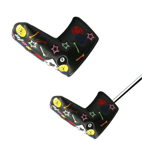 Housse De Club De Golf En Cuir Pour Tete De Fer, Motif Imprime Colore, Compatible Avec Les Fers Standard