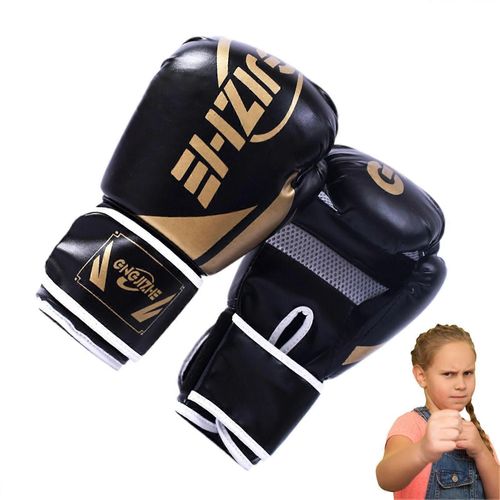 Gants De Boxe Pour Enfants, Gants De Mma Absorbant Les Coups, Gants D'entraînement De Boxe Legers Pour Enfants, Kickboxing, Muay Thaï, Entraînement En Salle De Sport, Noir 1