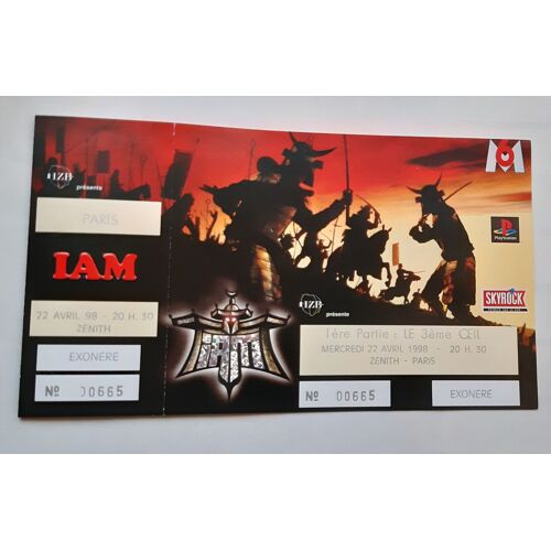 Ticket Billet Unused Place Concert Iam 1998 Paris