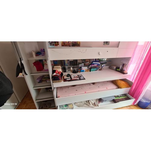 Lit Haut Trio Dimix Gautier + Plan De Travail + Lit Coulissant + Tiroir De Rangement