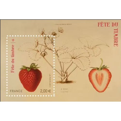 France 2011, Très Beau Mini Bloc-Feuillet Et Timbre Neuf** Luxe Yvert 4535, Fête Du Timbre 2011, « Fraise Rubis », Jardin Fruitier Du Museum National D'histoire Naturelle.