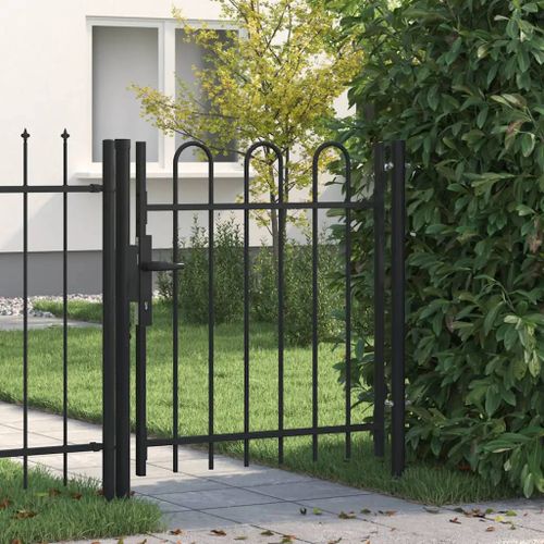 Prolenta Premium - Portillon Simple Porte Avec Dessus Arqué Acier 1x1 M Noir