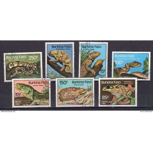 Burkina Faso 1985 Reptiles Divers Serie Complete Oblitere Yvert N° 662-65 + Pa 302-04