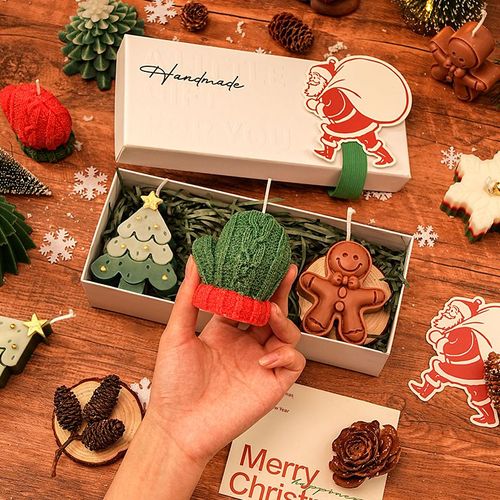 Bougies parfumées artisanales créatives pour les cadeaux de Noël Coffret cadeau de bougies d'aromathérapie en forme d'arbre de Noël et de renne