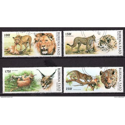 Burkina Faso 1996 Serie Fauves Les Animaux Carnassiers   Yvert N° 999-02 Oblitere