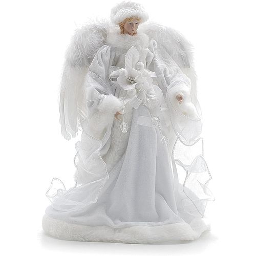 Ange En Velours Avec Ailes En Plumes Blanc 30 Cm