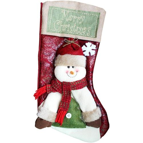 Chaussette de Noël de 45,7 cm - Motif bonhomme de neige mignon en 3D - Décoration de Noël pour la famille - Décoration de fête