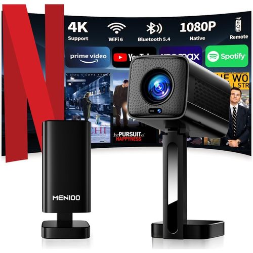 Videoprojecteur 4K avec WiFi 6 et Bluetooth 5.4, Projecteur Video 1920 * 1080P Natif, Projecteur Vidéo Portable avec Auto Keystone, Mini Videoprojecteur de Cinéma à Domicile Compatible HDMI/USB-Noir