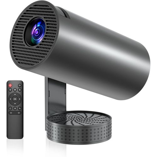 Vidéoprojecteur 4K, Mini Projecteur avec WiFi 6 BT5.4, 270° Rotation, Correction Trapézoïdale, Base de Son, Compatibile avec HDMI/USB/PS5, Retroprojecteur Portable pour Chambre, Maison et Extérieur