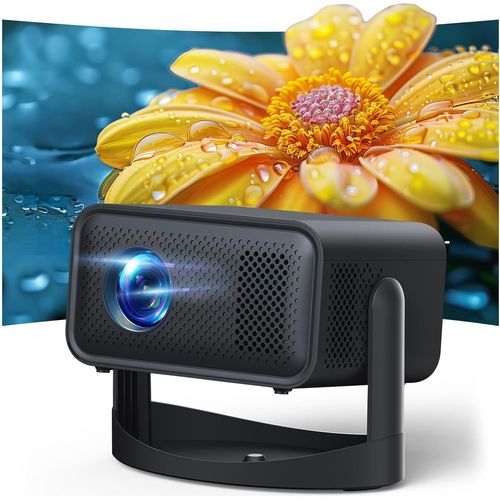 Mini Projecteur avec WiFi et Bluetooth, Videoprojecteur 4K HD 1080P Support Réglable à 360°, Correction Automatique du Trapèze, Projecteur Portable Compatible avec clé TV, HDMI