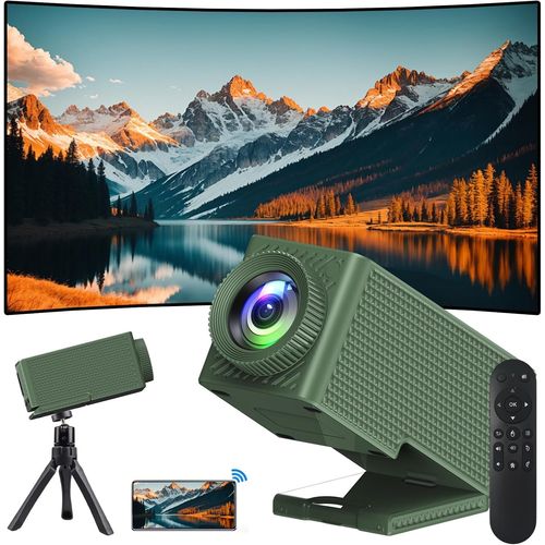 Videoprojecteur Mini Projecteur Portable TV HD WiFi + BT5 Projecteur Video Android13, Retroprojecteur Correction Automatique Verticale, Vient avec Un Support.