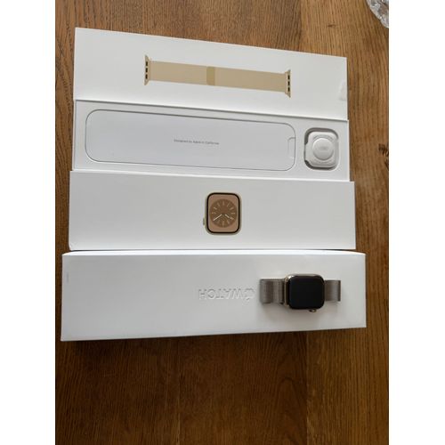 Apple Watch Series 8 GPS + Cellular, Boîtier en acier inoxydable or de 41 mm, Bracelet Milanais or