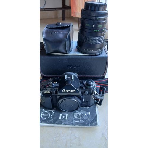 Appareil photo Canon A-1 argentique + zoom 28-80 mm + zoom sigma 600 mm + flash speedlite