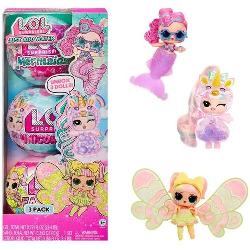 L.O.L. Surprise Fairies Coffret 3 Poupées Sirène, Fée et Licorne