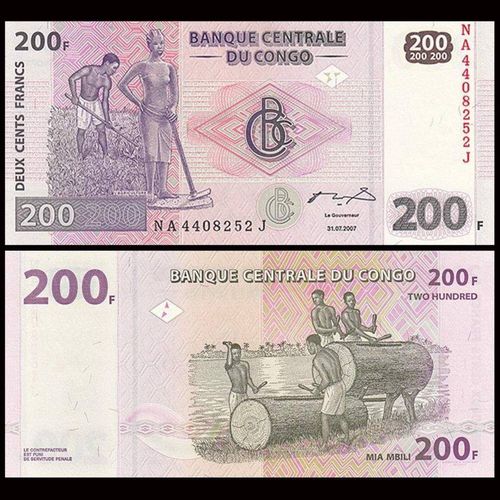 Congo Billet De 200 Francs 2007 Unc
