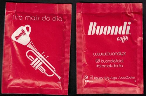 Portugal Sachet Sucre Sugar Cafés Buondi Trompette Tasse Tira Mais Do Dia Profite Plus De Ta Journée