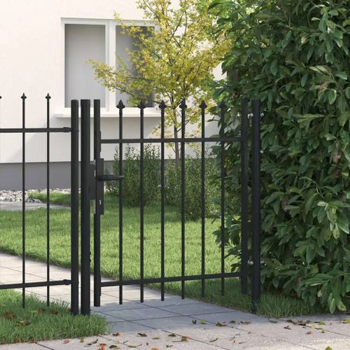 Prolenta Premium - Portillon Simple Porte Avec Dessus À Pointe Acier 1x1 M Noir
