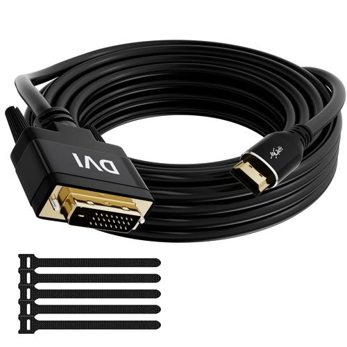 câble 4K HDMI vers DVI 7.5m,bidirectionnel câble Adaptateur DVI (24+1)-HDMI Full HD/1080p,Contacts Plaqués Or, pour projecteurs,Ordinateur Portable,TV,PC,Lecteur DVD, avec 5 Attaches