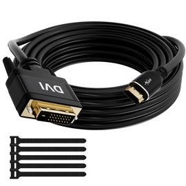 câble 4K HDMI vers DVI 7.5m,bidirectionnel câble Adaptateur DVI (24+1)-HDMI Full HD/1080p,Contacts Plaqués Or, pour projecteurs,Ordinateur Portable,TV,PC,Lecteur DVD, avec 5 Attaches