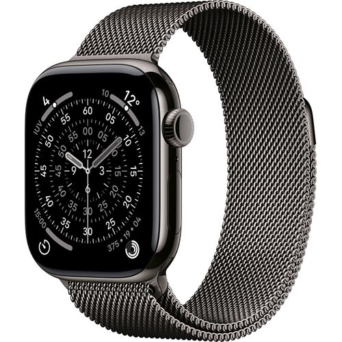 Apple Watch Series 11 GPS + Cellular 42mm Boitier en Titane Ardoise avec Bracelet Milanais Noir