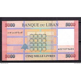 Billet De Banque Liban 5000 Livres 2017 Pick 91 Neuf Unc   Dimension 120 × 62 Mm