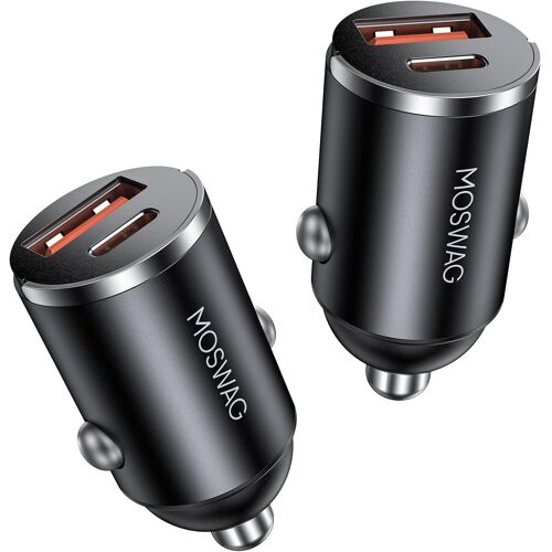 JGD-Allume Cigare USB C Adaptateur, 2 Ports Charge Rapide Chargeur Voiture with USB C USB A, QC3.0 Charge Rapide Chargeur Voiture pour IPhone 15/14 Samsung S23 Huawei etc