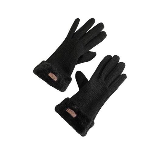 Gants Thermiques Tactiles - Gants Chauds Coupe-Vent Doublés Polaire Pour Activités Extérieures Hivernales Le Noir