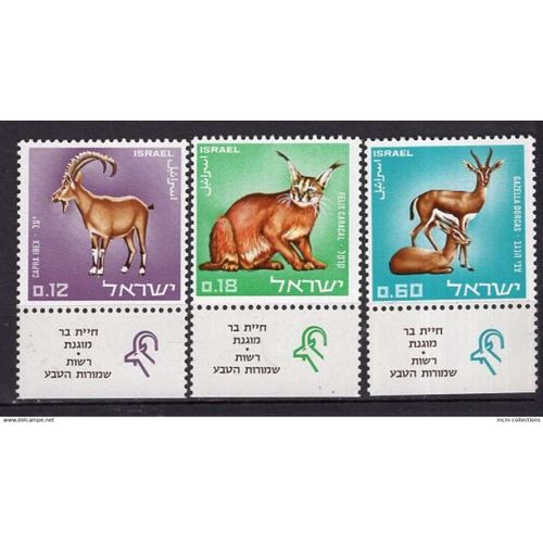 Israel 1967 Serie Les Animaux Timbres Avec Tab Neuf** Yvert N°351-53