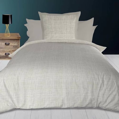 Parure Housse De Couette 140x200 Cm En Coton 57 Fils Galaxy Naturel, Par Soleil D'ocre