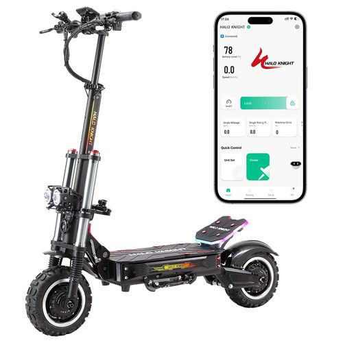 Halo Knight T107 Pro (Version 2025) Trottinette Électrique, Moteur 3000 W X 2, Batterie 60 V 38,4 Ah, Pneus 11 Pouces, Vitesse Maximale 95 Km/H, Autonomie 80 Km, Doubles Freins Hydrauliques