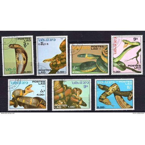 Laos 1986 Animaux Serie Les Serpents Oblitere Yvert N° 722-28