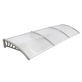 Auvent De Porte Et Fenêtre 300x100 Cm Transparent – Protection Pluie Et Soleil, Panneau Polycarbonate Avec Support Gris Aluminium