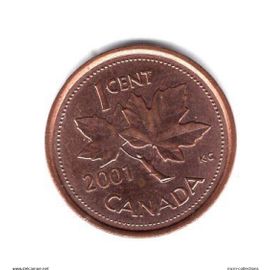 Canada Piece De 1 Ct 2001 Acier Plaque Cuivre Ref Km 289