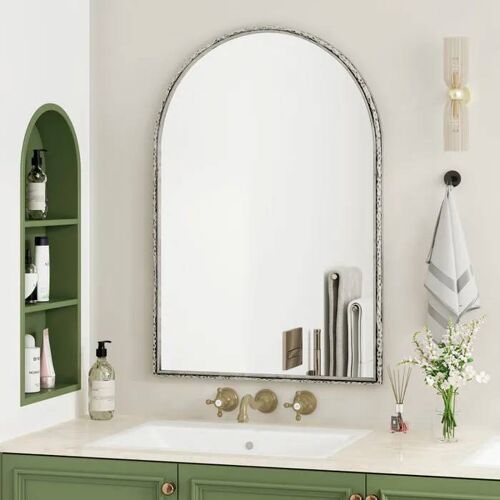 Miroir bombé miroir mural de salle de bain, miroir de courtoisie ou miroir mural décoratif bombé, finition argentée