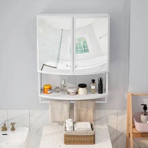 Vitrine Moderne À Double Porte Incurvée De 60 Cm Avec Finition Miroir Incassable (Sans Verre) En Blanc
