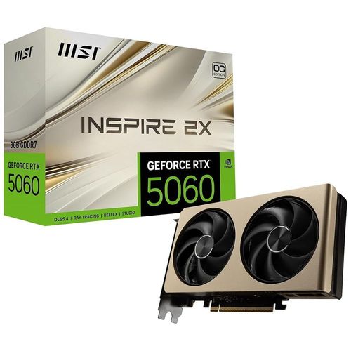 MSI RTX 5060 INSPIRE 2X OC 8G, GeForce RTX 5060, 8.0 GB GDDR7, PCI-Express