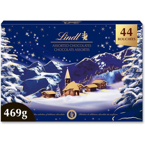 Assortiment Chocolats au Lait -Lindt PAYSAGE DE NOËL 469g ¿ , Noirs et Blancs ¿ Cadeau Gourmand Fêtes de Noël