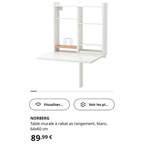 Table Murale À Rabat Avec Étagères Norberg De Ikea 