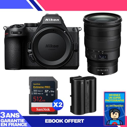 Boitier Nikon Z5 II + 24-70mm f/2.8 S + 2 SanDisk 512GB Extreme PRO UHS-II SDXC + Nikon EN-EL15c + Ebook 'Devenez Un Super Photographe'