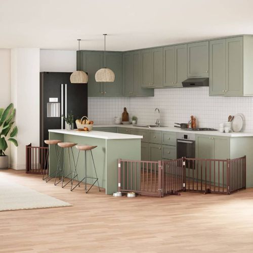 Vidaxl Barrière Pour Chien Avec Porte Pliable 6 Panneaux Bois Peuplier