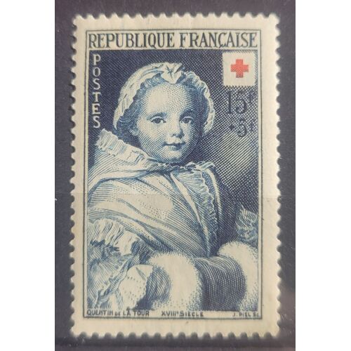 Timbre Neuf France - Yt 915 - 15f + 5f - 1951 - Croix-Rouge Française, Portrait De Nicole Ricard Enfant D´Après Quentin De La Tour