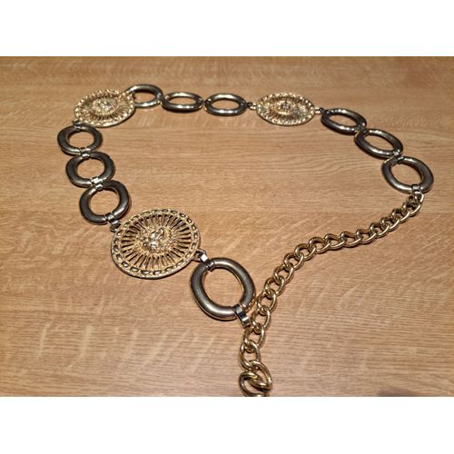 Ceinture Vintage En Métal Doré Avec Chaîne