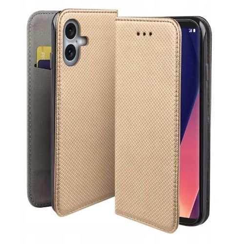 Housse Pour Apple Iphone 16 Plus - Etui Coque Pochette Portefeuille + Film Ecran - Or Magnet