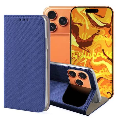 Housse Pour Apple Iphone 17 Pro Max - Etui Coque Pochette Portefeuille + Film Ecran - Bleu Magnet