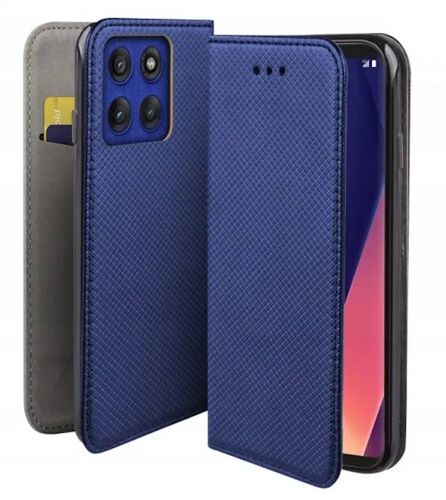 Housse pour Motorola Edge 60 Pro 5G - etui coque pochette portefeuille + film ecran - BLEU MAGNET