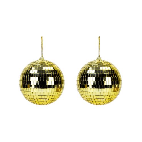2 Boules Disco Dorées 10cm