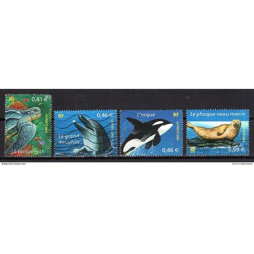 France 2002 Serie Nature La Faune Marine Oblitere  Yvert N° 3485-88