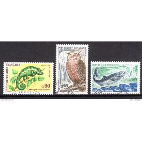France 1971 Serie Protection De La Nature Animaux Divers  Yvert N° 1692-94 Oblitere
